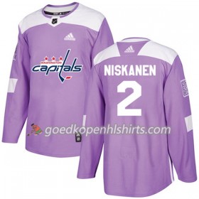 Washington Capitals Matt Niskanen 2 Adidas 2017-2018 Purper Fights Cancer Practice Authentic Shirt - Mannen